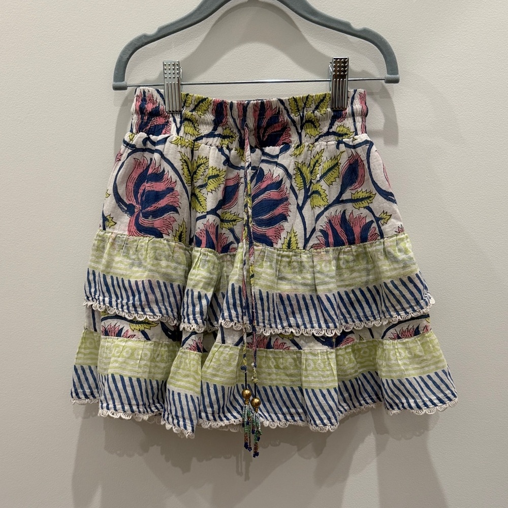 Floral Tiered Skirt with Drawstring